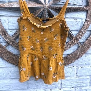 Yellow floral American Eagle tank